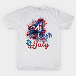 Colorful 4th of July Celebration: Eagle, Flags, and Festive Spirit T-Shirt